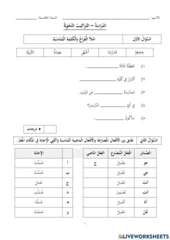 الدراسة - التراكيب النحوية