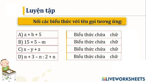 Biểu thức có chứa một chữ