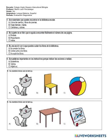 Evaluación Diagnóstica Español