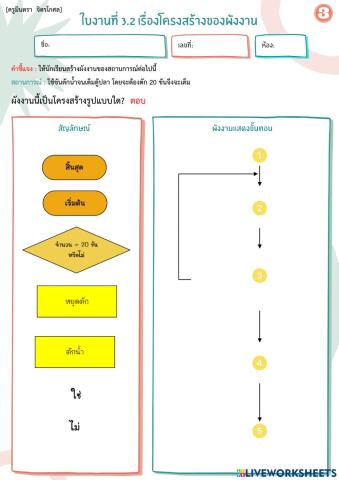 กิจกรรมที่ 3.2 โครงสร้างของผังงาน 3