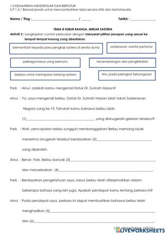 S.P 1.5.1 Latihan 2 Bersoal jawab untuk mencambahkan idea