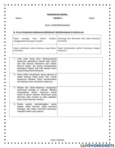 Unit 13: Amalan Hidup di Sekolah