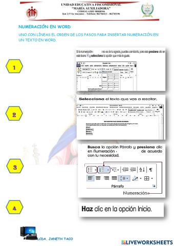 Numeracion en word