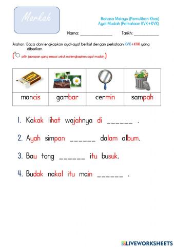 Perkataan KVK+KVK (Ayat Mudah)