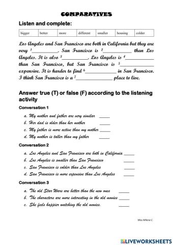 Comparative: Listening activity