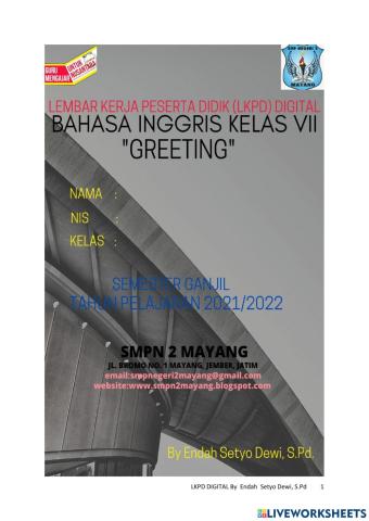 Lkpd bahasa inggris kelas vii 'greeting'