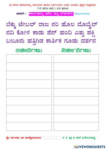 ಸಜೀವಿಗಳು ಮತ್ತು ನಿರ್ಜೀವಿಗಳು