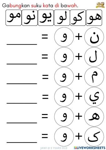 Huruf Jawi Suku Kata Wau