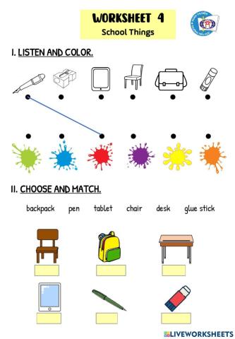 Worksheet 4- School things