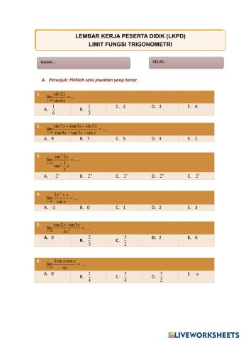 Limit Fungsi Trigonometri