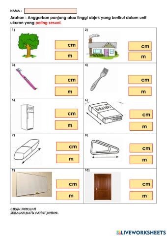 Matematik tahun 2 ukuran panjang