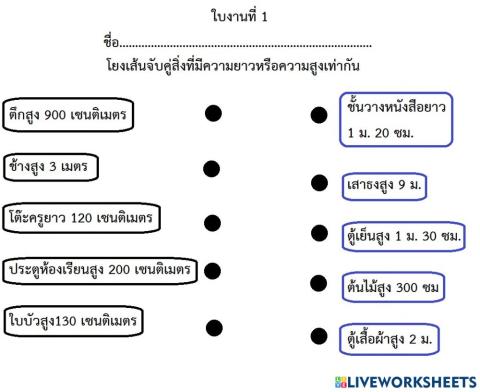 ใบงานที่ 1 จับคู่