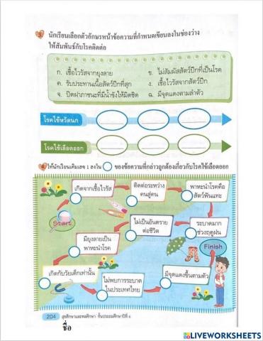 ใบงานสุขศึกษาเรื่องโรคติดต่อ