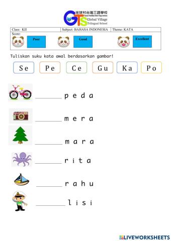 Memasangkan Suku Kata