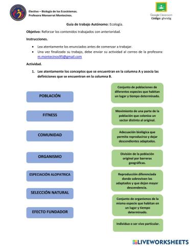 Guía trabajo autónomo: Ecología