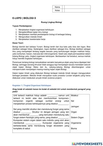 E-LKPD Ruang Lingkup Biologi