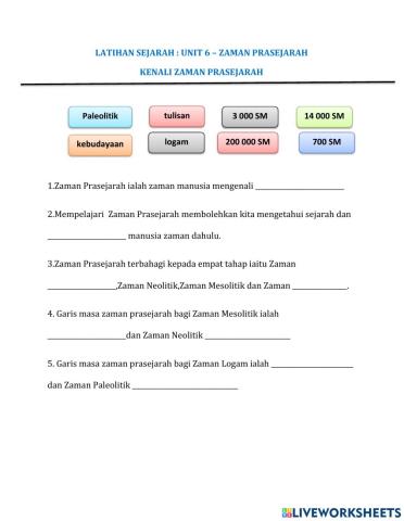 Sejarah tahun 4-zaman prasejarah