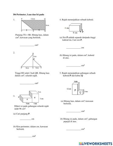 Matematik Tahun 6 : Perimeter, Luas dan Isi Padu