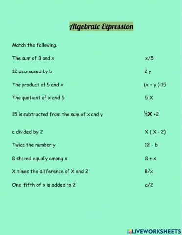 Algebraic expression