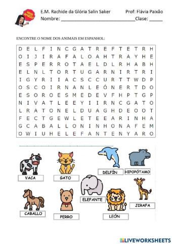 Sopa de letras de los animales