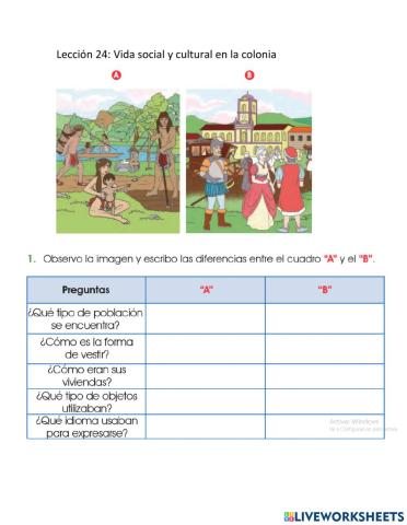 Lección 24 diferencias entre indigebas y españoles