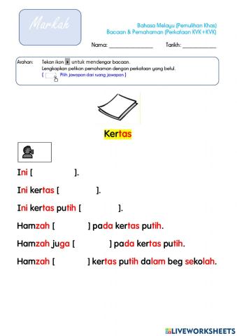 Perkataan KVK+KVK (Bacaan & Pemahaman)