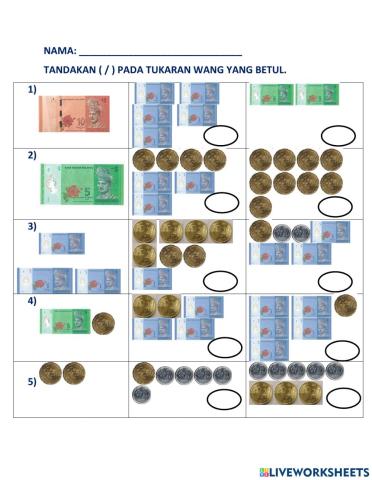 Tukaran wang - nilai wang