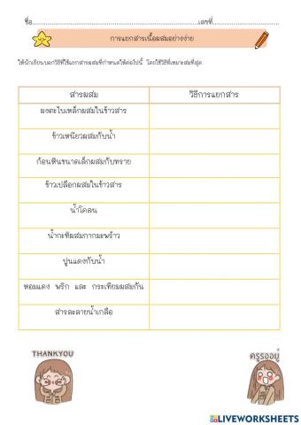 การแยกสารเนื้อผสมอย่างง่าย