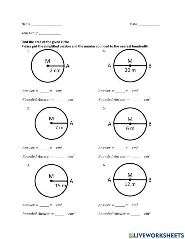 Circles - Area