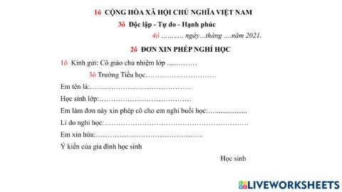 Đơn xin nghỉ học