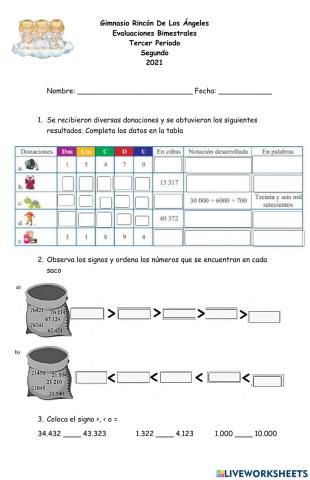 Matematicas evaluacion