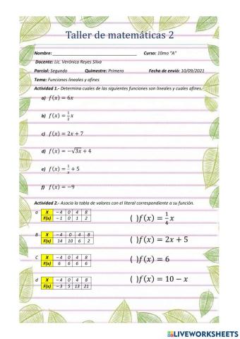 Funciones lineales y afines