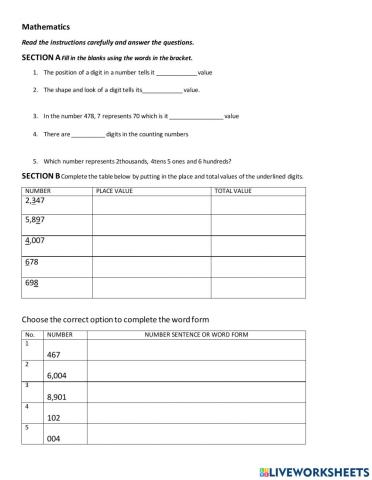 Mathematic Place Value