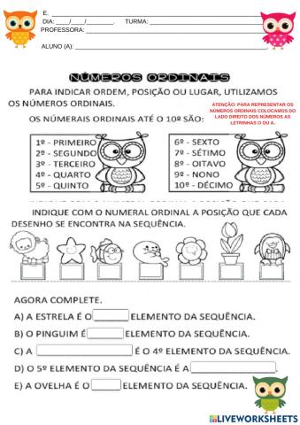 Números ordinais