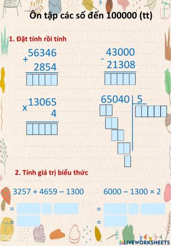 Ôn các số trong phạm vi 100000