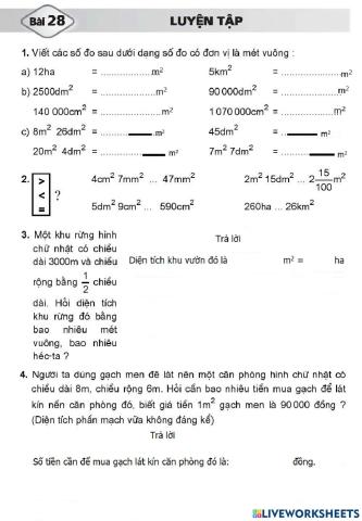 Vở toán in L5 - bài 28