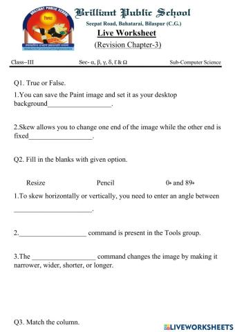 Chapter-3 Revision live worksheet (13-17 September 2021)