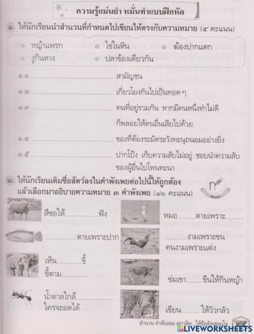 หน่วนการเรียนรู้ที่ 9 แบบฝึกหัด