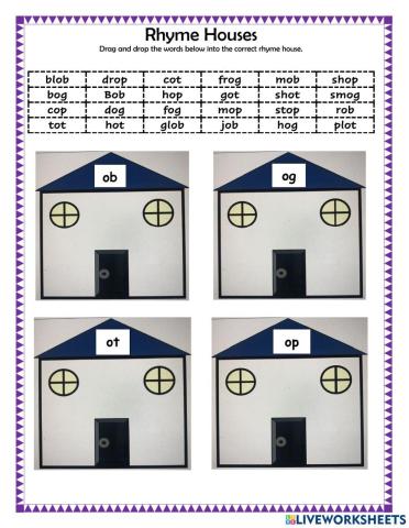 Rhyme Houses ot, og, ob, and op