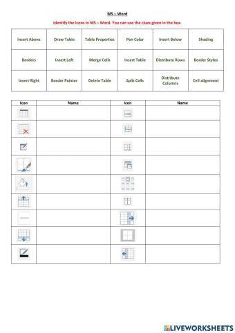 MS-Word - Table - Icons