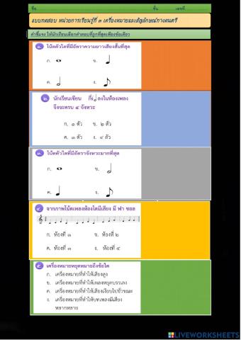 หน่วยการเรียนรู้ที่ ๓ เครื่องหมายและสัญลักษณ์ทางดนตรี