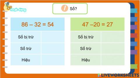 Bài 3. Các thành phần của phép cộng và phép trừ (tiết 2)