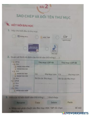 Bài 2: Các thao tác với thư mục