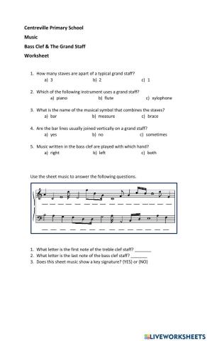 The Grand Staff Worksheet