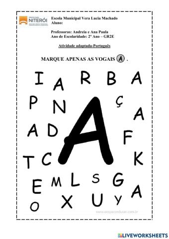 Atividade para CARLOS. VOGAL A. GR2E. 2021