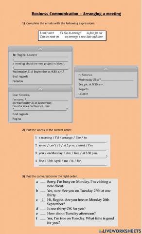 Business Communication - arranging a meeting