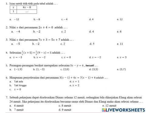 Persamaan Linear