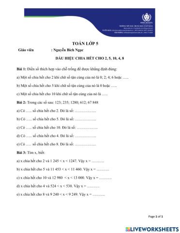 5A- Dấu hiệu chia hết cho 2- 5- 10- 4- 8