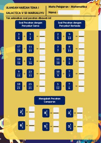 Ulangan harian tema 1 matematika