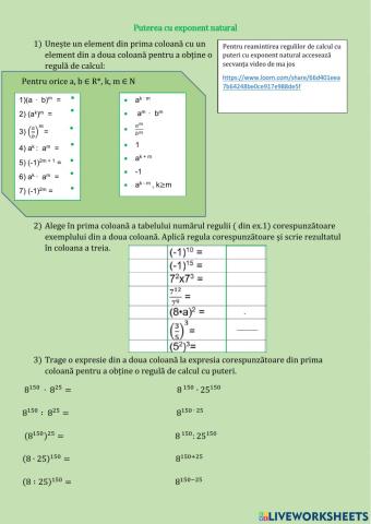 Puterea cu exponent natural-clasa8